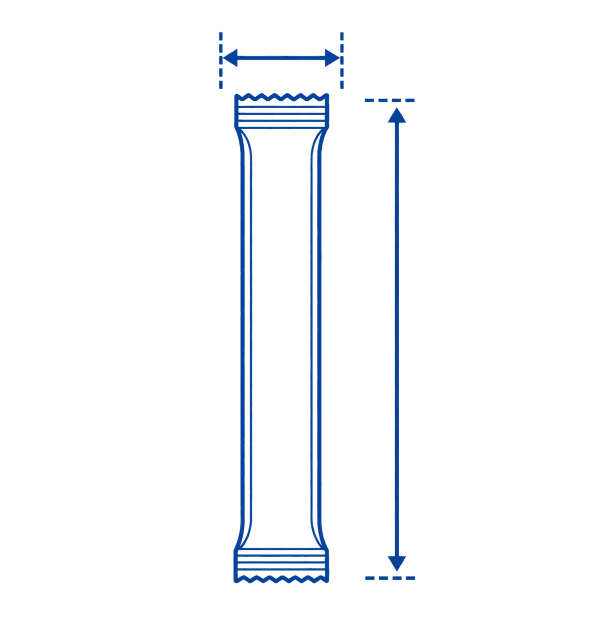 Sachet width and length dimensions