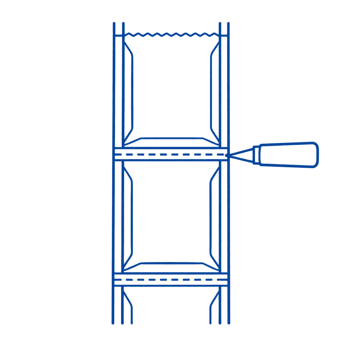 Sachet sealing and cutting process illustration