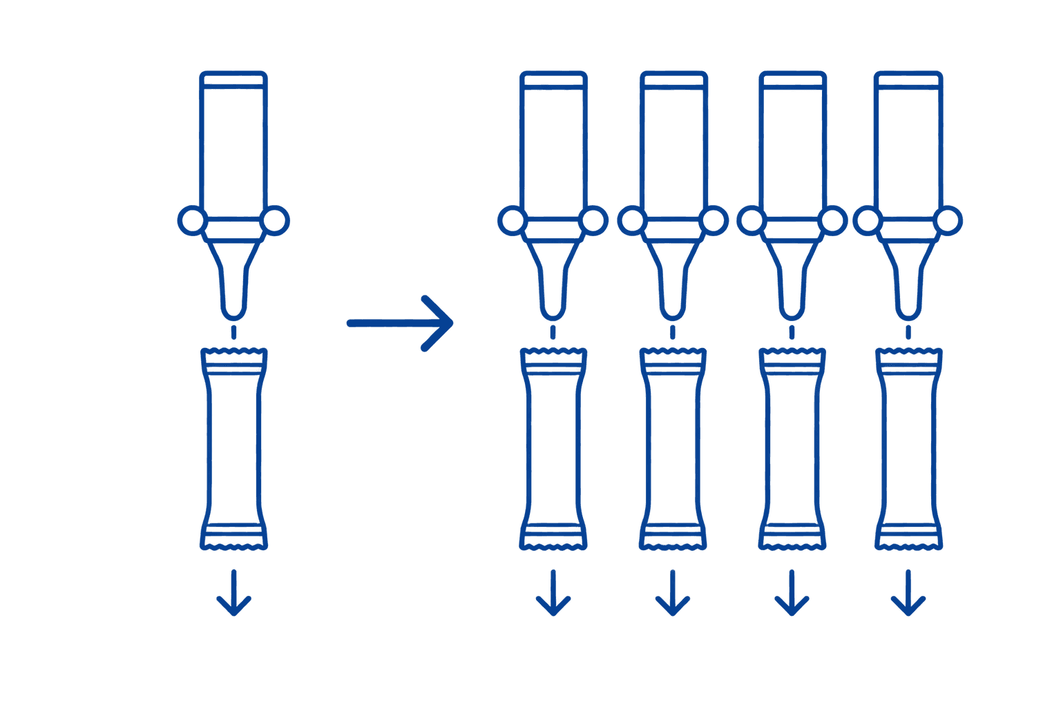Single-lane and multi-lane sachet packing configurations